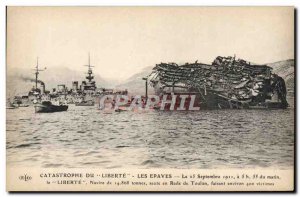 Old Postcard warship armor Disaster Liberte