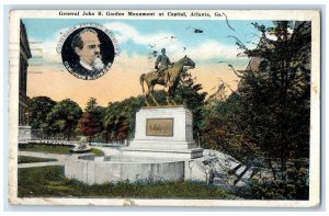 1920 General John B. Gordon Monument At Capitol Scene Atlanta GA Posted Postcard