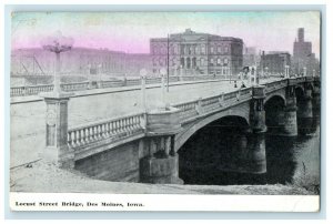 c1910's Locust Street Bridge Des Moines Iowa IA Posted Antique Postcard