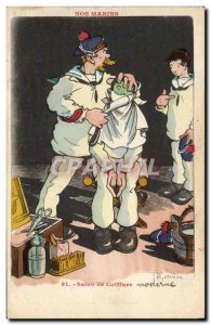 Old Postcard Gervese Illustrator Our Sailors Hairdresser Salon