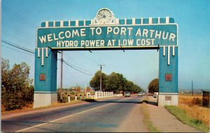 Welcome to Port Arthur Ontario ON Gateway Hydro Power Low Cost Sign Postcard H20