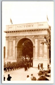RPPC Military Parade Victory Arch Newport News VIiginia VA UNP Postcard F17