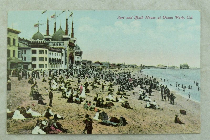 C.1910 Surf and Bath House at Ocean Park, California Vintage Postcard P101