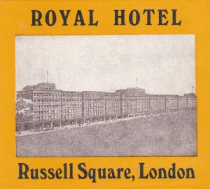 England London Russell Square Royal Hotel Vintage Luggage Label sk3490