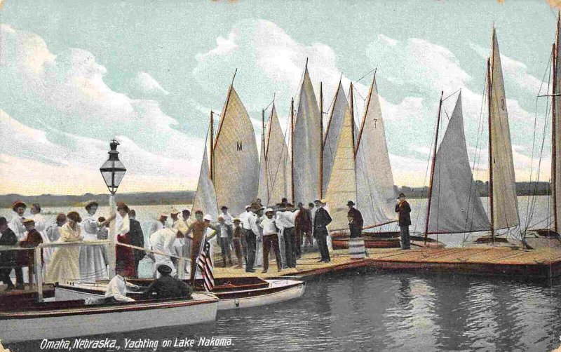 Yachting on Lake Nokoma Omaha Nebraska 1910 postcard