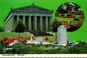 Tennessee Nashville Skyline and Centennial Park Showing The Parthenon