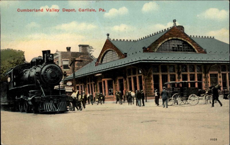 Carlisle Penn PA Cumberland Valley Railroad Train Station Depot c1910 PC