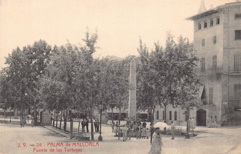 B017 Spain Palma de Mallorca Fuente de la Tortugas vintage postcard
