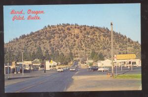 BEND OREGON PILOT BUTTE DOWNTOWN STREET SCENE VINTAGE POSTCARD OLD CARS