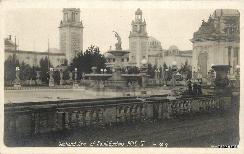 1915 SAN FRANCISCO CA Sectional View Gardens PPIE RPPC postcard 758