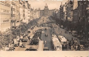 BT3046 praha prague prag wenceslas square real photo tram car  czech republic