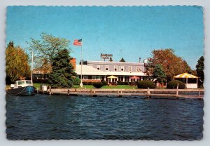 Snapper Inn Connetquot River Long Island New York US Flag 4x6 Postcard 1750