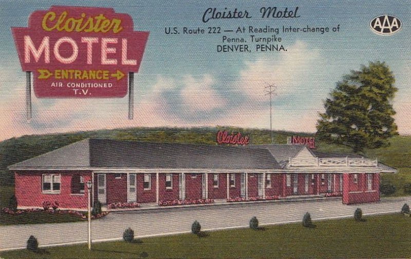 Postcard Cloister Motel Denver PA