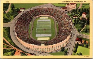 Pittsburgh PA Pitt Stadium Aerial View Minsky Bros Pub 1935 linen postcard P33 