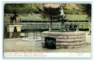 1908 Baslu Springs Fountain, Eureka Springs Arkansas AR Postcard