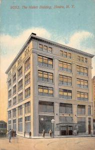 Elmira New York Hulett Building Street View Antique Postcard K62181