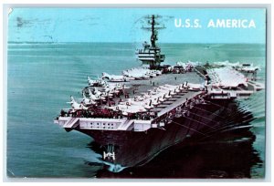 1965 USS America Aircraft Carrier US Navy Norfolk Virginia VA Vintage Postcard