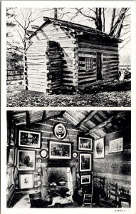 Log Cabin Abraham Lincoln Milton Massachusetts MA Dual View Postcard WB VTG UNP  