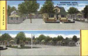 Rapid City SD Horseshoe Motel Linen Postcard