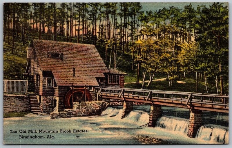 Birmingham Alabama 1940s Postcard The Old Mill Mountain Brook Estates