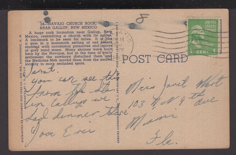 New Mexico near GALLUP - Navajo Church Rock pm1951 - LINEN