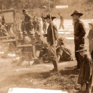 WWI Army Machine Gun Range Soldiers Virgina Beach VA Real Photo Postcard RPPC