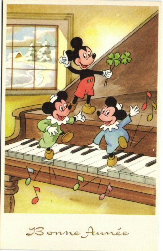 PC DISNEY, MICKEY MOUSE, BONNE ANNÃE, Vintage Postcard (b35879)