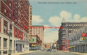 8 Linen Postcards, Cedar Rapids Iowa, Various Scenes, 3rd Street-High School-Coe