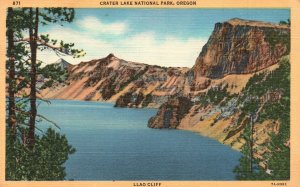 Vintage Postcard 1945 Lava Walls Deep Blue Water Crater Lake National Park OR