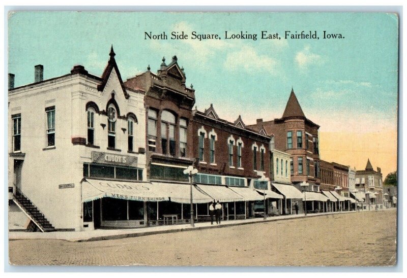 c1910's North Side Square Looking East Fairfield Iowa IA Antique Postcard