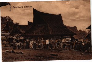 PC GESCHILDERN BATAKHUIS ETHNIC TYPES INDONESIA (a29698) 