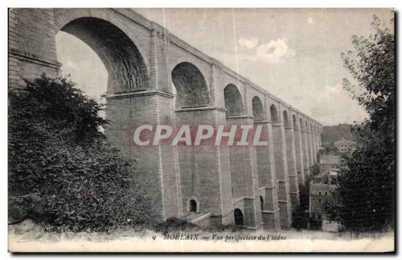 Old Postcard Morlaix Perspective view of the viaduct