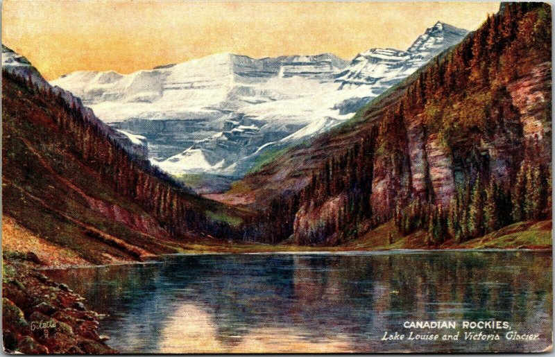 Vtg Canadian Rockies Lake Louise Victoria Glacier 1910s Tuck Oilette Postcard