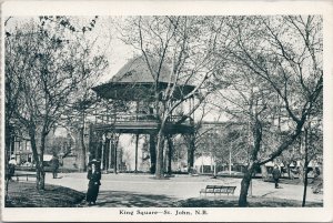 King Square St. John NB Blue Mountain ?? Cancel Postcard G61