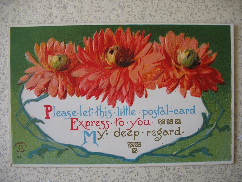 1910 FLORAL POSTAL-CARD greeting; embossed; unmailed