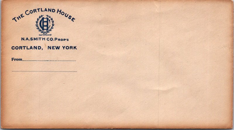 The Cortland House Cortland NY vtg stationery envelope Dutch stamp