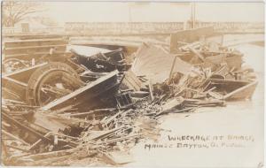 Ohio Real Photo RPPC Postcard 1913 DAYTON Flood Disaster WRECKAGE Bridge Main St