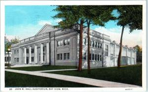 BAY VIEW, MI  Michigan  John M Hall AUDITORIUM   1939   Linen  Postcard