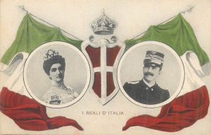 The royals of Italy patriotic flags vintage royal couple postcard