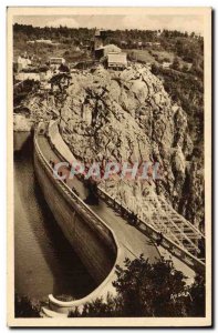 Old Postcard Electricite Vallee de la Truyere Dam Sarrans The road on the cre...