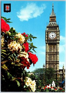 VINTAGE CONTINENTAL SIZED POSTCARD LONDON'S BIG BEN TOWER BLOCK OF STAMPS 1981