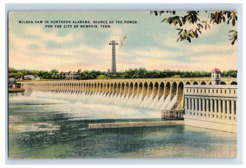 Vintage Wilson Dam In Northern Alabama Postcard P173E