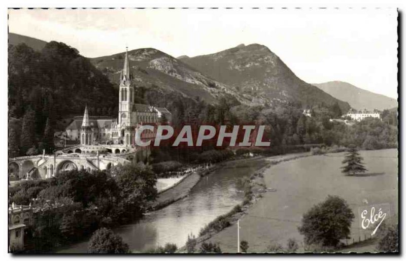 Old Postcard Lourdes Gave and the Basilica