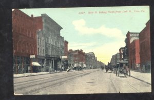 ERIE PENNSYLVANIA DOWNTOWN STREET SCENE HORSE AND BUGGY VINTAGE POSTCARD PA