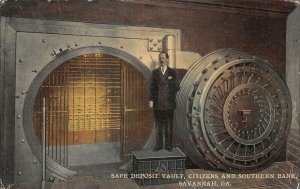 SAFE DEPOSIT VAULT THE CITIZENS & SOUTHERN BANK SAVANNAH GEORGIA POSTCARD 1912