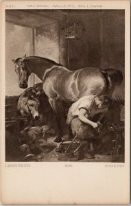 Landseer Shoeing National Gallery Millbank Unused Postcard G8