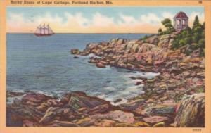 Maine Portland Harbor Rocky Shore At Cape Cottage 1954