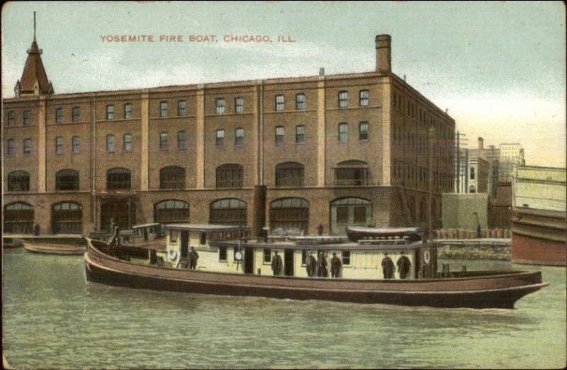 Chicago IL Fire Fighting Boat YOSEMITE c1910 Postcard