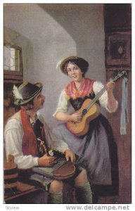 Man & Woman Playing Instruments, Guitar, 1900-1910s