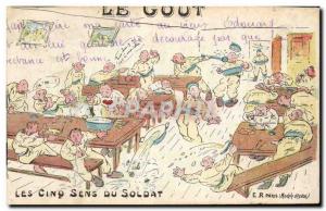 Old Postcard The five senses Army soldier Le Gout